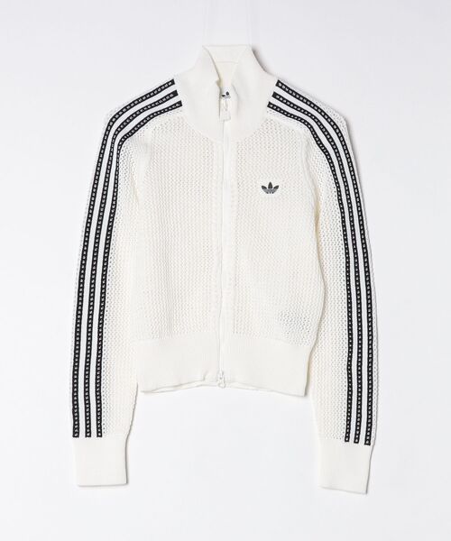 Adidas Originals Trainingsjacke für Damen mit Häkelmuster und Reißverschluss.