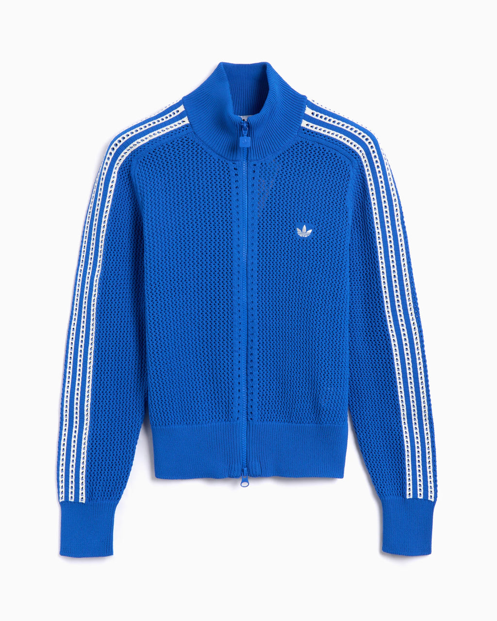 Adidas Originals Trainingsjacke für Damen mit Häkelmuster und Reißverschluss.