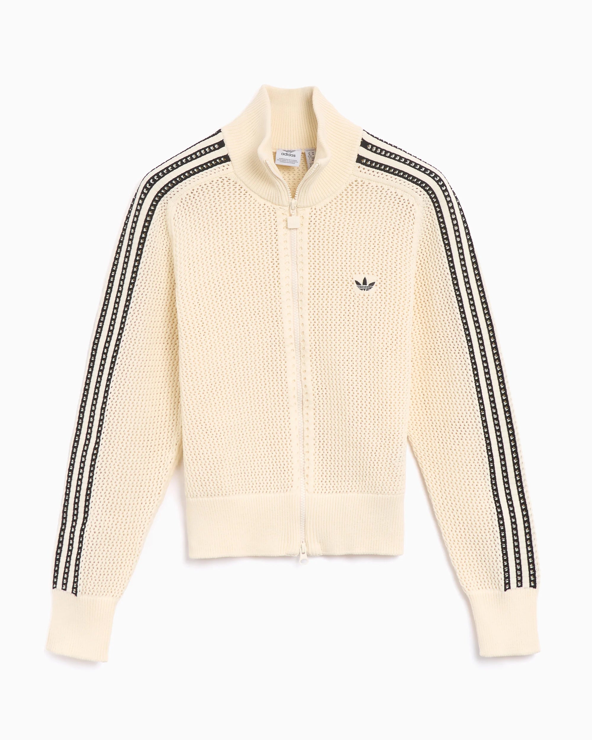 Adidas Originals Trainingsjacke für Damen mit Häkelmuster und Reißverschluss.